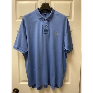 Vintage Polo by Ralph Lauren Mens 2XLT Blue Cotton‎ Pony Knit Preppy Polo